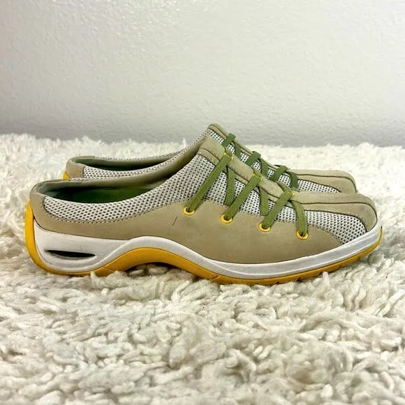 Cole Haan Womens Mules Clogs Closed Toe Lace Up Slip On Beige Green Size 7.5B