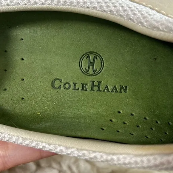 Cole Haan Womens Mules Clogs Closed Toe Lace Up Slip On Beige Green Size 7.5B