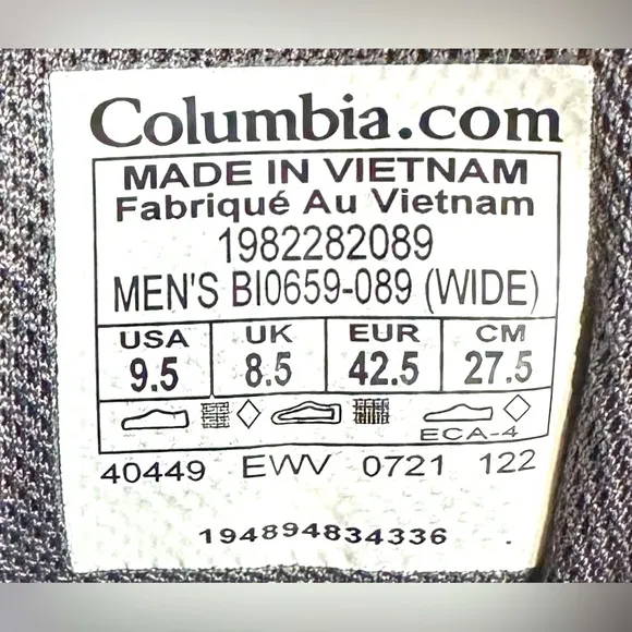 Columbia Men's Hatana Max Outdry Hiking Shoe Dark Grey/Monument BIO659-089 W 8.5