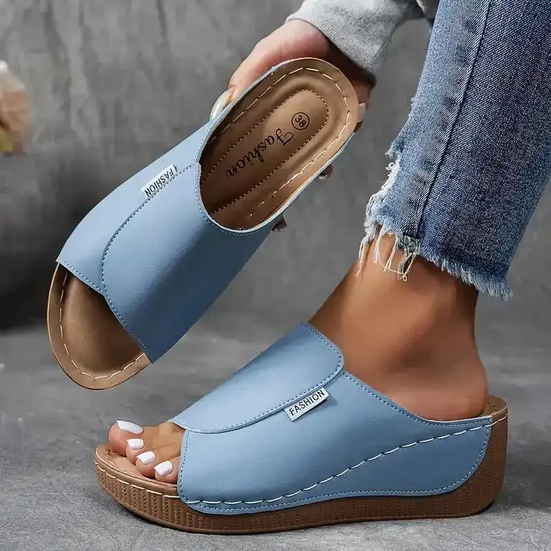 Comfortable Arch Support Slides - Women's Solid Color Sandals - Breathable