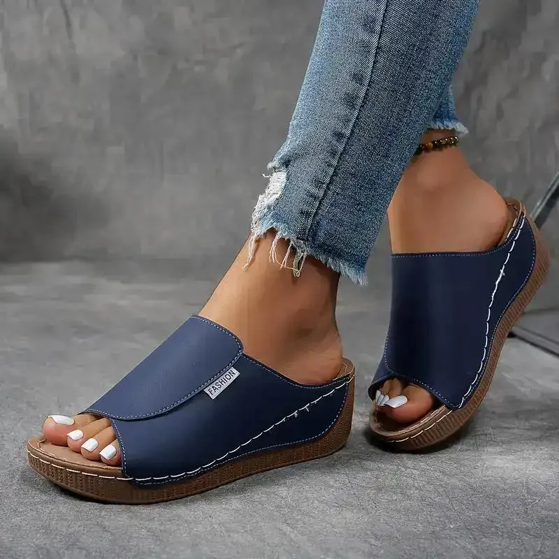 Comfortable Arch Support Slides - Women's Solid Color Sandals - Breathable