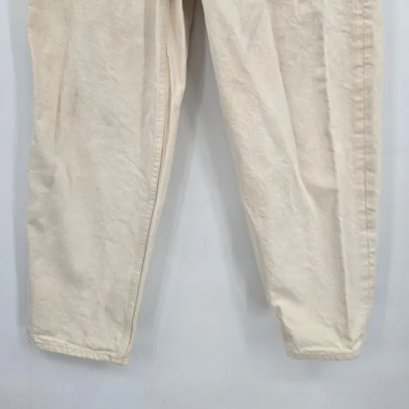 COS Tapered Ankle Jeans High Rise Mom Ridge Modern Beige Denim Pants Size 27