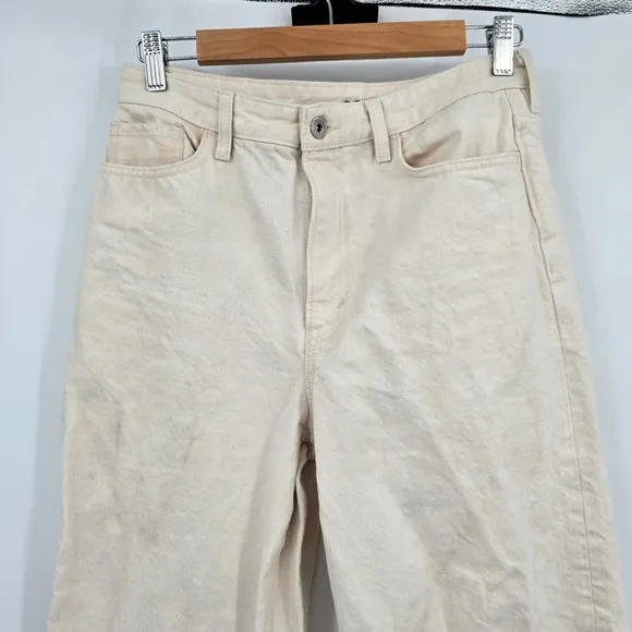COS Tapered Ankle Jeans High Rise Mom Ridge Modern Beige Denim Pants Size 27