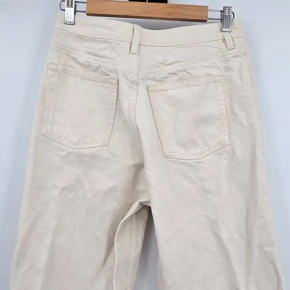 COS Tapered Ankle Jeans High Rise Mom Ridge Modern Beige Denim Pants Size 27