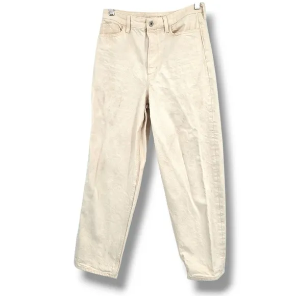 COS Tapered Ankle Jeans High Rise Mom Ridge Modern Beige Denim Pants Size 27