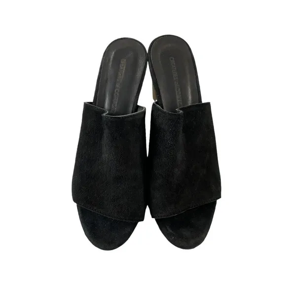 Creatures Of Comfort Black Suede Heeled Mules