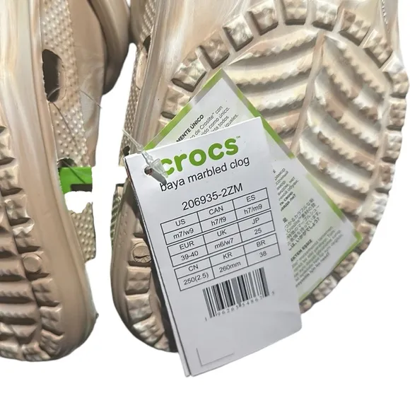 Crocs baya marbled clogs contoured comfort chai neutral unisex L sz 9 M sz 7