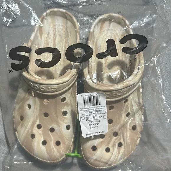 Crocs baya marbled clogs contoured comfort chai neutral unisex L sz 9 M sz 7