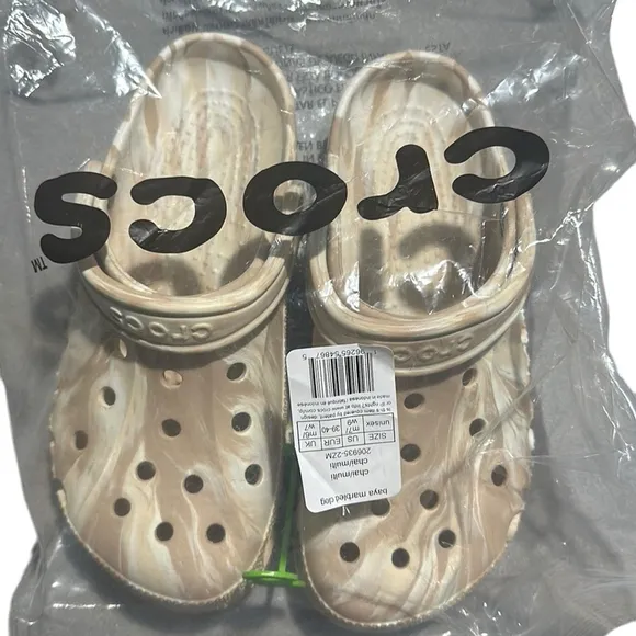 Crocs baya marbled clogs contoured comfort chai neutral unisex L sz 9 M sz 7