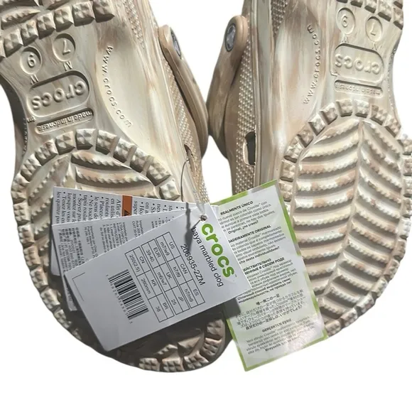 Crocs baya marbled clogs contoured comfort chai neutral unisex L sz 9 M sz 7