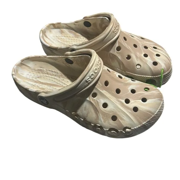 Crocs baya marbled clogs contoured comfort chai neutral unisex L sz 9 M sz 7