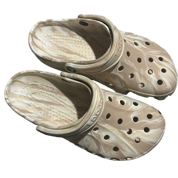 Crocs baya marbled clogs contoured comfort chai neutral unisex L sz 9 M sz 7