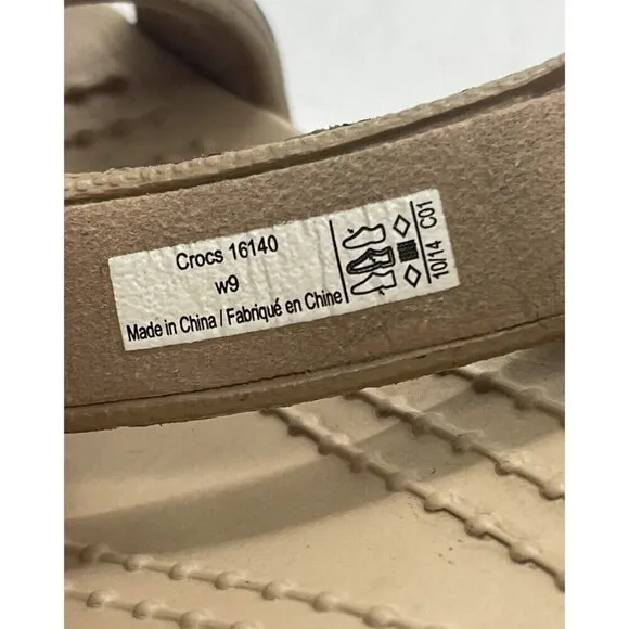 Crocs Cyprus IV 16140 Tan Leopard Print Slip On Strappy Block Heels Women's Sz 9