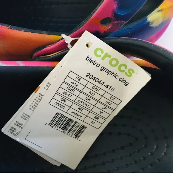 Crocs NWT Bistro Graphic Non-Marking Slip Resistant Work Clog | Tie Dye | M 12