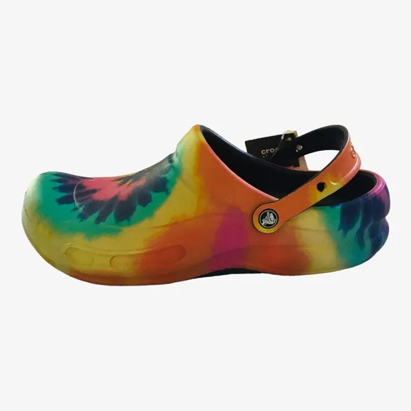 Crocs NWT Bistro Graphic Non-Marking Slip Resistant Work Clog | Tie Dye | M 12