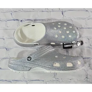 Crocs Silver Glitter Clog 207551 Sparkly Shoes MENS SIZE 13