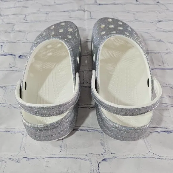 Crocs Silver Glitter Clog 207551 Sparkly Shoes MENS SIZE 13
