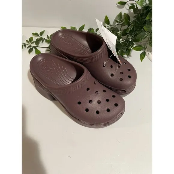 Crocs Unisex Siren Heeled Platform Style Clog Slip On Shoes 7W/5M  Brown Color