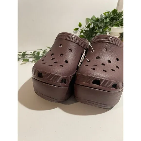 Crocs Unisex Siren Heeled Platform Style Clog Slip On Shoes 7W/5M  Brown Color