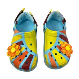 Crocs Womens 6 Zen Garden Sensory Classic Terry Cloth Clog Sun Flower Arctic