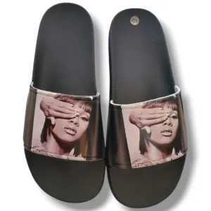 Cross Colours 90s Hip Hop Lisa Left Eye Lopes Legacy Black &amp; White Slides NWT