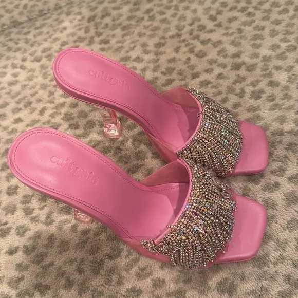 Cult Gaia120mm crystal-embellished open-toe mules