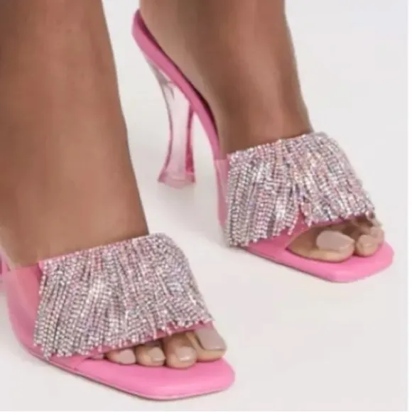 Cult Gaia120mm crystal-embellished open-toe mules