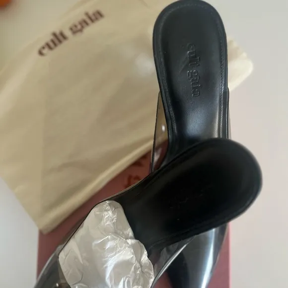 Cult Gaia's Black Carmen Point Mules with Box and Dustbag