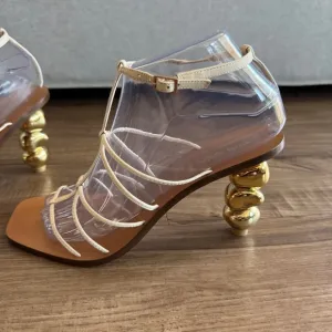 Cult Gia Gabi strappy gold platform heels size 38