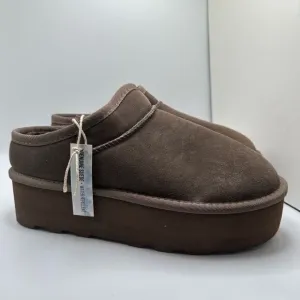 CUSHIONAIRE Women's Genuine Suede Cozy Mule Platform  Memory Foam 9 TAUPE