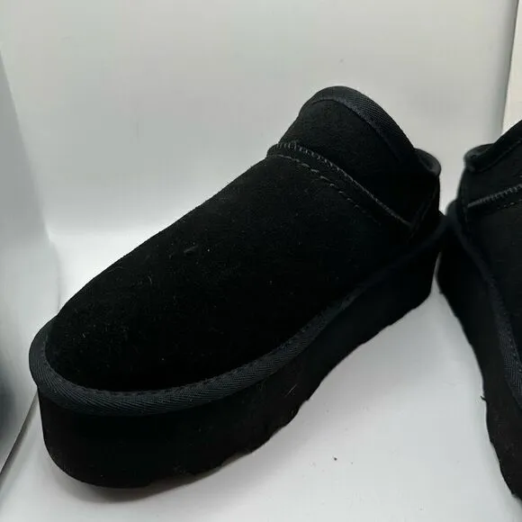 CUSHIONAIRE Women's Genuine Suede Cozy Mule Platform  Memory Foam 9 BLACK