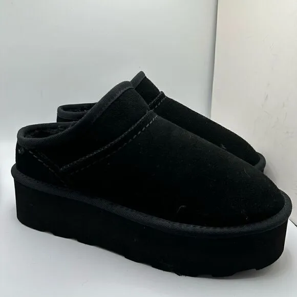 CUSHIONAIRE Women's Genuine Suede Cozy Mule Platform  Memory Foam 9 BLACK