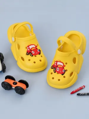 Cute & Comfy Cartoon Car Design Clogs for Boys- Yellow