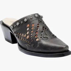 Dan Post Inlay Black Leather Mules Snip Toe, Sz 9.5