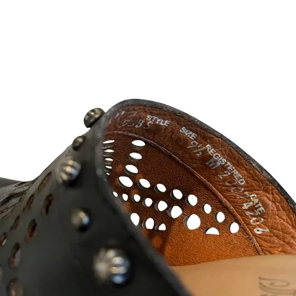 Dan Post Inlay Black Leather Mules Snip Toe, Sz 9.5