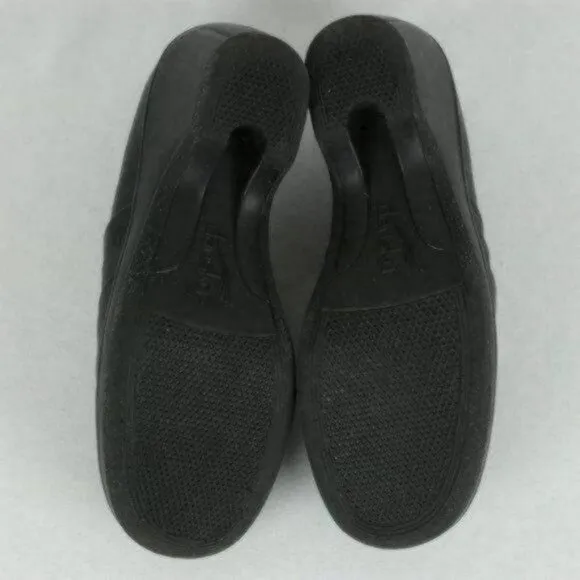 Dansko Aubrey Women's Size 40 Black Leather Slip On Heeled Clogs