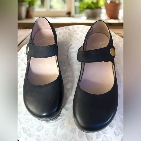 DANSKO Beatrice Leather Mary Jane Supportive Comfort Heeled Clogs