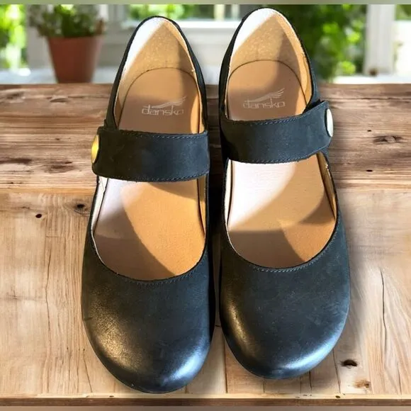 DANSKO Beatrice Leather Mary Jane Supportive Comfort Heeled Clogs