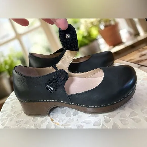 DANSKO Beatrice Leather Mary Jane Supportive Comfort Heeled Clogs