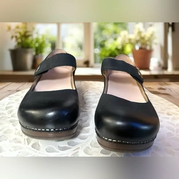 DANSKO Beatrice Leather Mary Jane Supportive Comfort Heeled Clogs