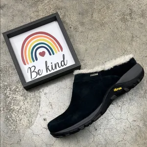 Dansko Black Mules with Faux Fur Lining