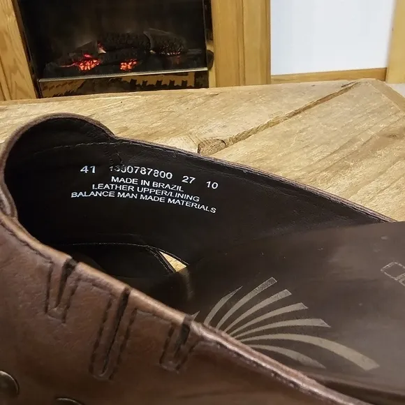 Dansko Distressed Brown Leather Copper Studded Open Back Heeled Wooden Clog