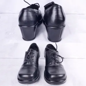 Dansko Leather Anisette Lace-Up Heeled Oxford Clogs w Triangle Detail