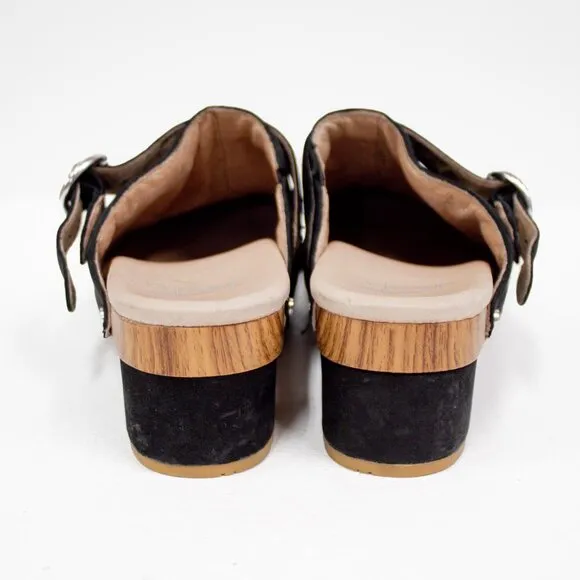 Dansko Marty Clogs Black Nubuck Leather Heeled Size 37