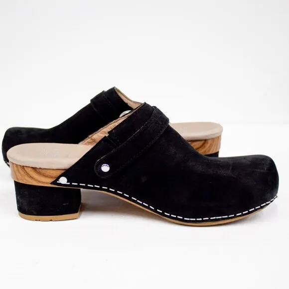 Dansko Marty Clogs Black Nubuck Leather Heeled Size 37