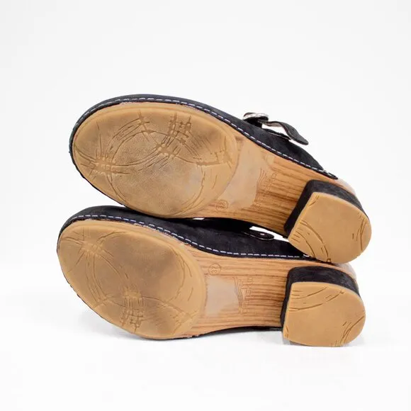 Dansko Marty Clogs Black Nubuck Leather Heeled Size 37