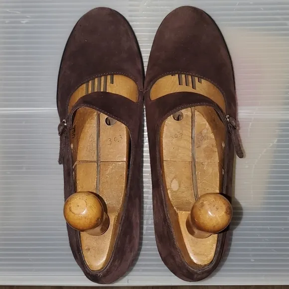 𝅺DANSKO Mary Janes Brown Suede Heeled Clogs Suede Shoes