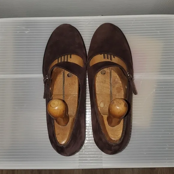 𝅺DANSKO Mary Janes Brown Suede Heeled Clogs Suede Shoes