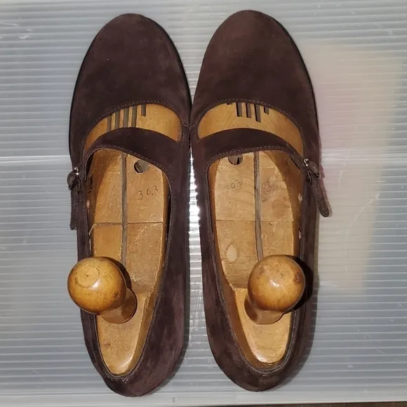 𝅺DANSKO Mary Janes Brown Suede Heeled Clogs Suede Shoes