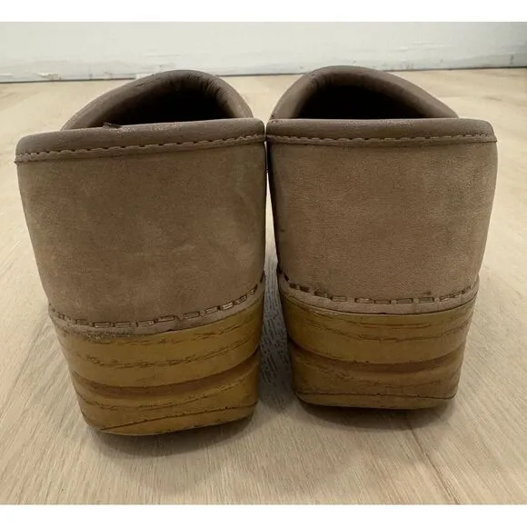 Dansko Paven WOMENS Taupe Milled‎ Leather Slip On Mules Clogs Shoes Size 37